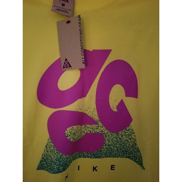 Nike MEN NRG ACG EVO LOGO TEE OPTI YELLOW ACTIVE FUCHSIA SIZE: MEDIUM - Picture 5 of 12